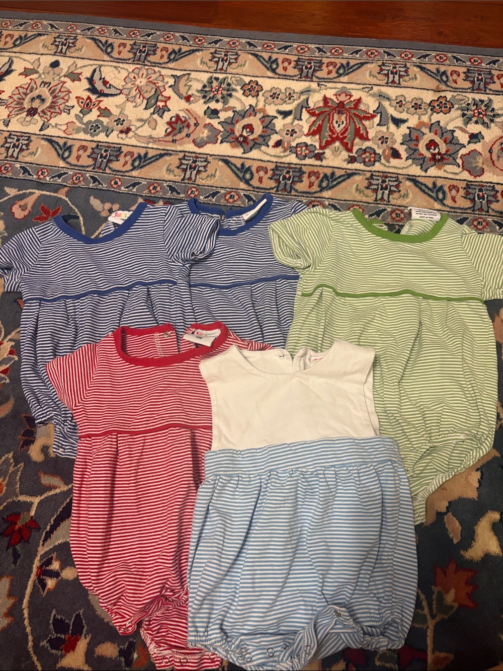 Jellybean Striped Baby Boy Bubble Sets - Blue, Green, Red, White